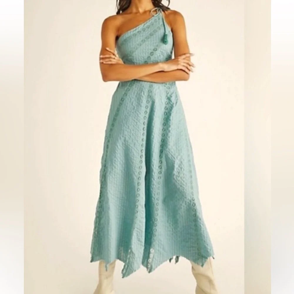 Free People One-Shoulder Maxi Dress in Seafoam
